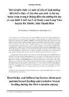 Mô tả kiến thức và một số yếu tố ảnh hưởng đến kiến thức về bú sớm sau sinh và bú mẹ hoàn toàn trong 6 tháng đầu của những bà mẹ có con dưới 1 tuổi tại 3 xã thuộc cụm Long Vân, huyện Bá Thước, tỉnh Thanh Hóa